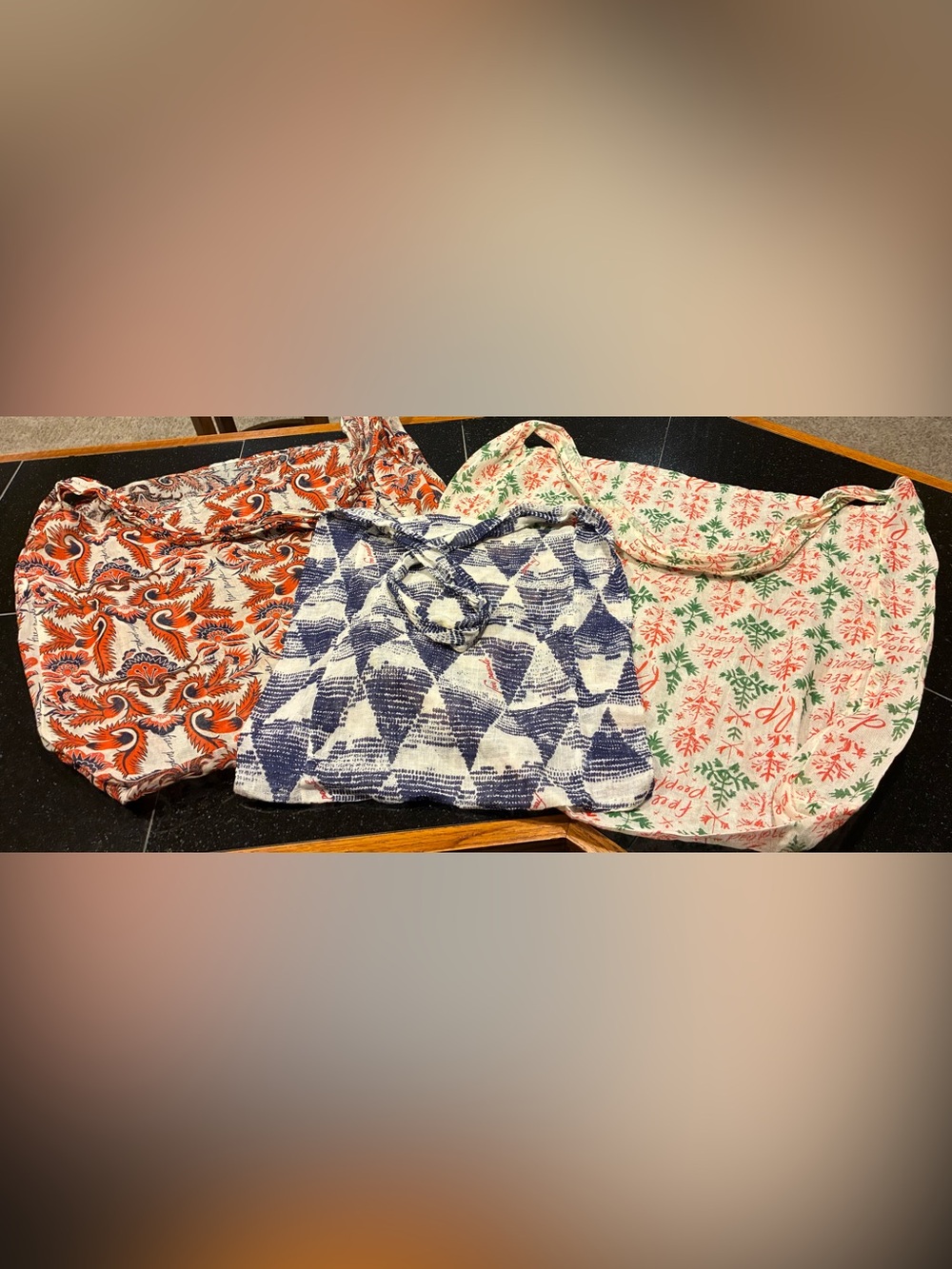 Free People Tote lot of 3 Reusable Shopping Bags Multicolor and size